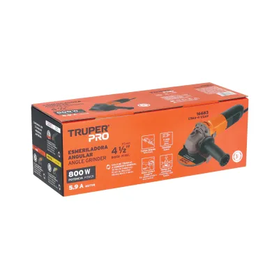 Pulidora Angular Profesional 4.1/2", 800 W Con Accesorios Truper
