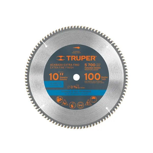 Disco Sierra Aluminio De 10", Centro 5/8", 100 Dientes Truper (ST-10100A - 18313)