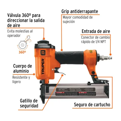Clavadora Neumática Calibre 23 (0.68 Mm), Incluye Estuche Truper