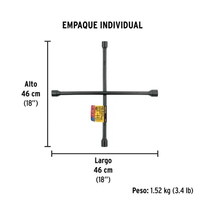 Llave Cruz Cruceta 45cm Pretul Boca 3/4' 13/16' 7/8' 17mm