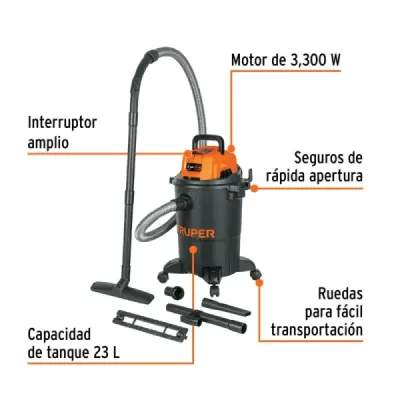 Aspiradora Polvo Agua 3300w 6 Galones Truper Filtro Hepa