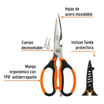 Tijera Multiusos 8' Inoxidable Truper Cocina 6 Funciones