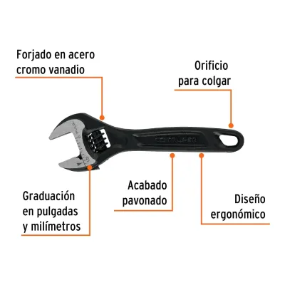 Llave Expansiva Industrial De 4" Con Apertura De 9/16" Truper