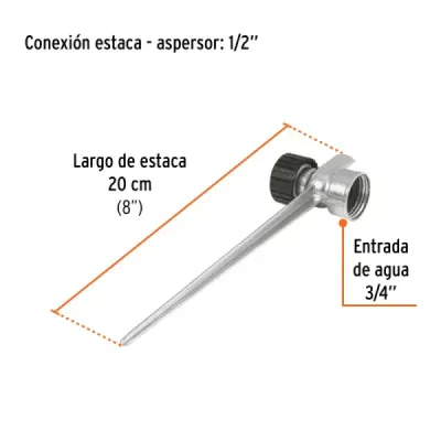 Estaca Metálica Aspersor 2 Vías Truper Universal Rosca 3/4'