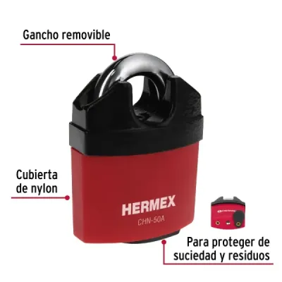 Candado Alta Seguridad 50mm Exterior Hermex Llave De Disco