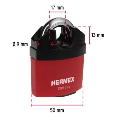 Candado Alta Seguridad 50mm Exterior Hermex Llave De Disco