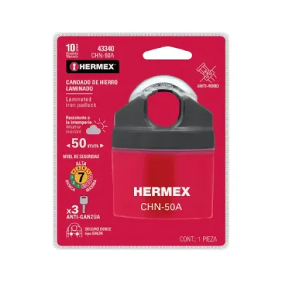 Candado Alta Seguridad 50mm Exterior Hermex Llave De Disco