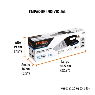 Aspiradora Inalámbrica Para Carro 20v Truper Max Filtro Hepa