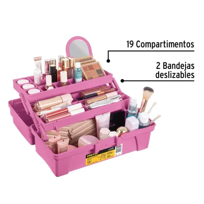 Caja Esmaltes Pretul Maquillaje 36x18cm 20 Compartimientos