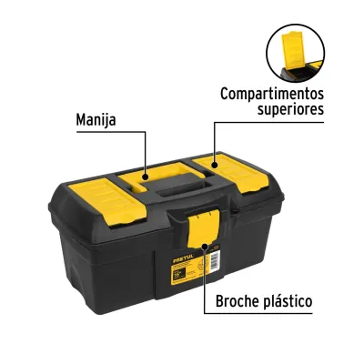 Caja De Herramientas De 41 Cm Con Compartimientos Y Charola Pretul