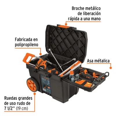 Caja De Herramientas De 57 Litros Con Ruedas, Soporta 40 Kg Truper