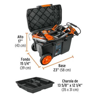 Caja De Herramientas De 57 Litros Con Ruedas, Soporta 40 Kg Truper