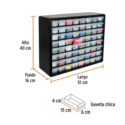 Caja Organizadora 64 Compartimientos 51x40x16cm Truper