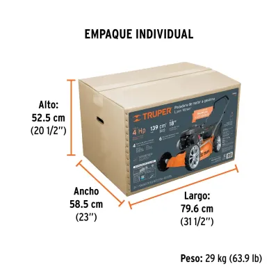 Cortacésped Podadora A Gasolina 4 Hp Con Cuchilla Ajustable Truper