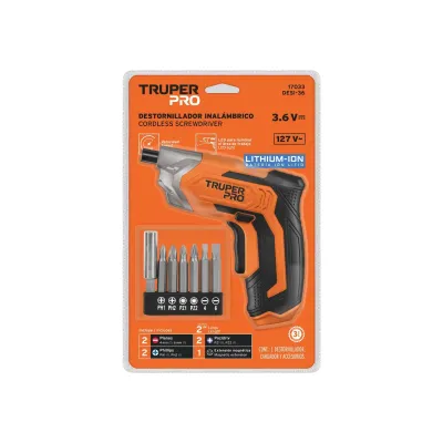 Atornillador Inalámbrico Truper Pro 3.6v + Puntas Accesorios