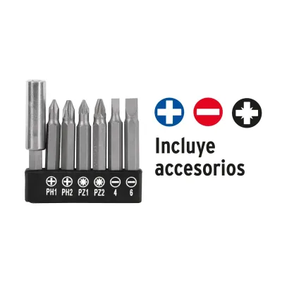 Atornillador Inalámbrico Truper Pro 3.6v + Puntas Accesorios