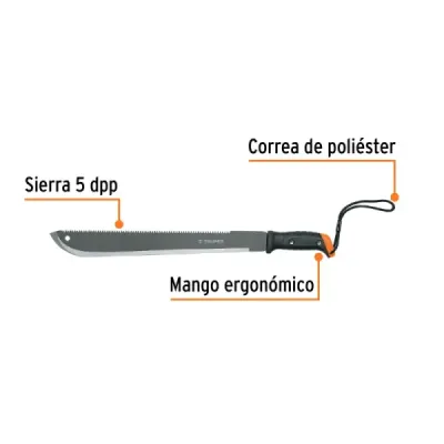 Machete Doble Filo 18” Acero Templado Truper 5dpp Comfort