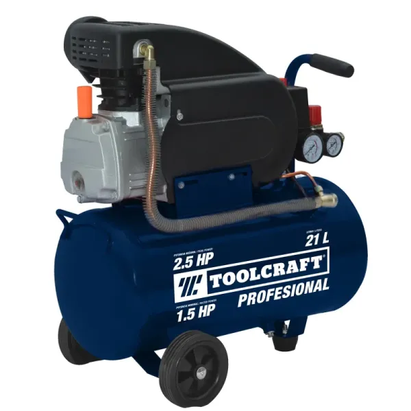 Compresor De Aire 21 L 2.4 Hp Toolcraft Pistola Y Manguera (TC5590)