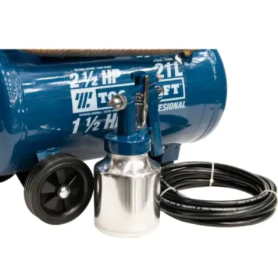 Compresor De Aire 21 L 2.4 Hp Toolcraft Pistola Y Manguera