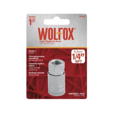 Acoplador Rápido De Acero 1/4' Hembra Wolfox Para Compresor