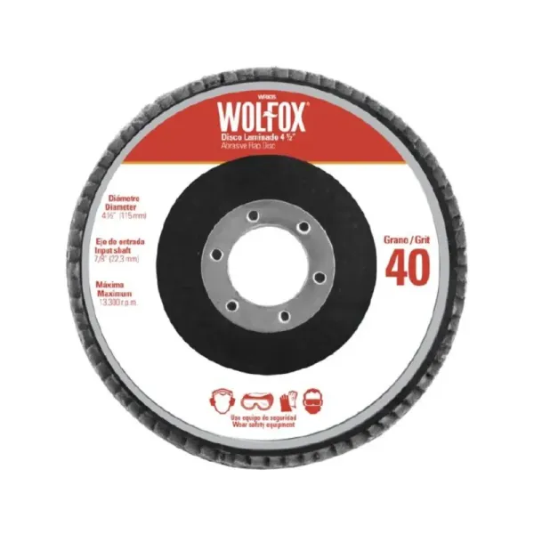 Disco Flap Para Desbaste Y Pulido 4.1/2' Wolfox Grano 80 (WF0637)