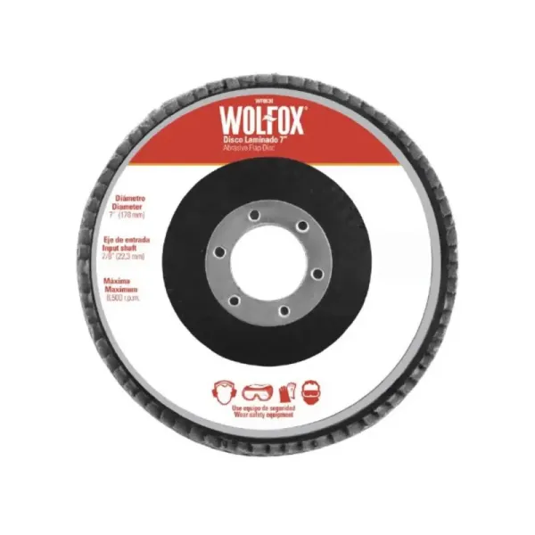 Disco Flap De 7' Grano 40 Wolfox Para Desbaste Y Pulido (WF0639)