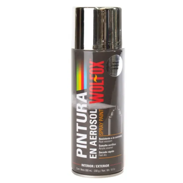 Pintura Aerosol Cromado Metalizado Wolfox 300 Ml (WF0684)