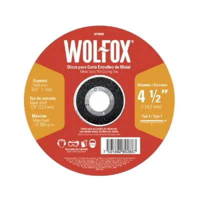 Disco Corte Extrafino De Metal 4.1/2' Wolfox De 1.2 Mm