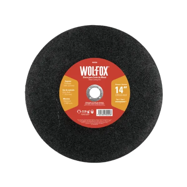 Disco Para Corte De Metal 14' Wolfox Con Eje De 1' (WF0704)