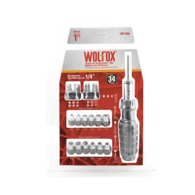 Juego De Destornillador Tipo Ratchet Wolfox De 34 Piezas