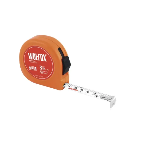 12 Flexómetros De 3 M Surtidos Wolfox Cinta Amarilla 1/2' (WF3523)