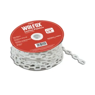 Cadena Plástica De 25 M Blanca Wolfox Espesor 1/4'