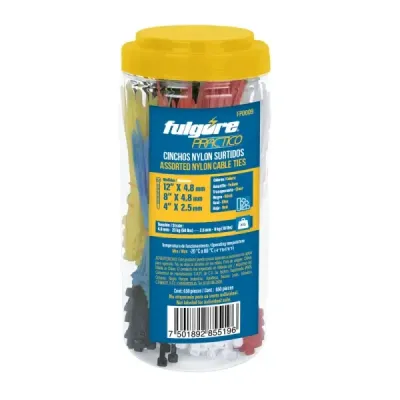 Set De 650 Amarres Cinchos Plásticos Fulgore Varios Colores