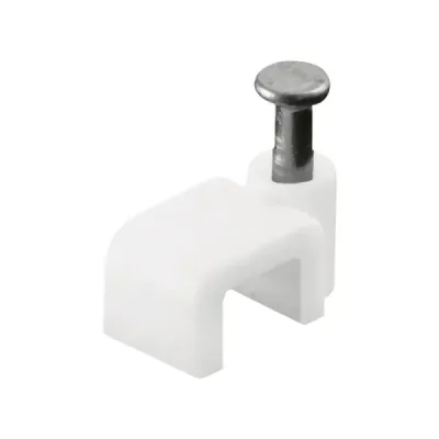 100 Grapas Para Cable Recto 5 Mm Fulgore Blanco Con Clavo