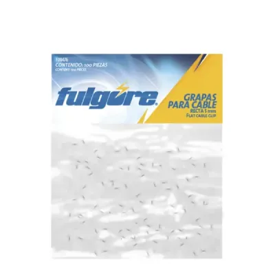 100 Grapas Para Cable Recto 5 Mm Fulgore Blanco Con Clavo