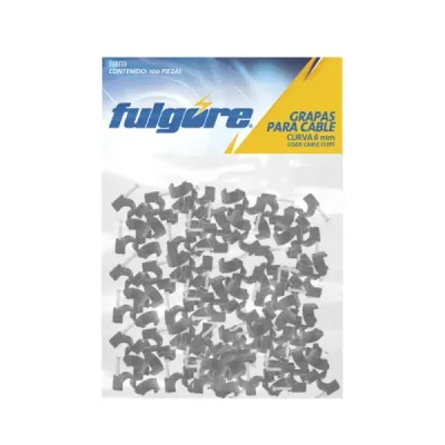 100 Grapas Para Cable Curvo 6 Mm Fulgore Negra Con Clavo