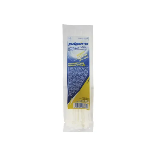 50 Amarres Cinchos Plásticos 41 Cm Fulgore Blancos 23 Kg (FU1207)
