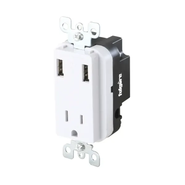 Toma Sencilla Aterrizada Y Usb Sin Tapa Fulgore Línea Decor (FU1328)