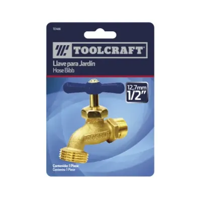 Llave De Agua 1/2' En Latón Toolcraft Con Salida De 3/4'