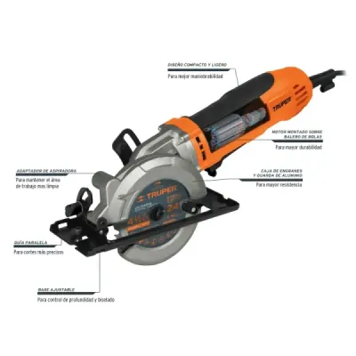 Sierra Circular Compacta De 4.1/2", 750 W, Uso Profesional Truper