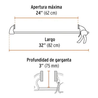 Prensa Ajuste Rápido 24' Largo 32' Truper Capacidad 165 Kg