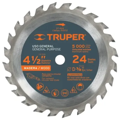 Disco Sierra Madera De 4.1/2", Centro 3/8", 24 Dientes Truper