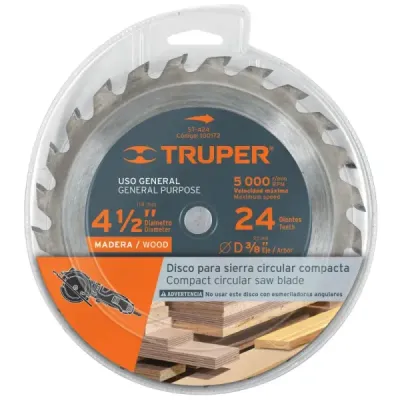 Disco Sierra Madera De 4.1/2", Centro 3/8", 24 Dientes Truper