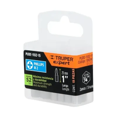 Set De 15 Puntas Industrial Estrella Ph2 De 1" Zanco 1/4" Truper