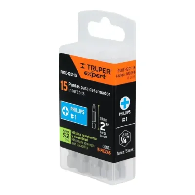 Set De 15 Puntas Industrial Estrella Ph1 De 2" Zanco 1/4" Truper