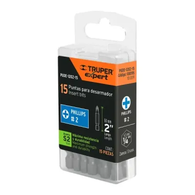 Set De 15 Puntas Industrial Estrella Ph2 De 2" Zanco 1/4" Truper