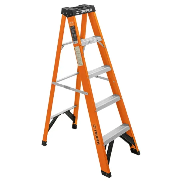 Escalera Tipo Tijera 4 Peldaños, Tipo 2 En Fibra De Vidrio Truper (EST-24FV - 100224)