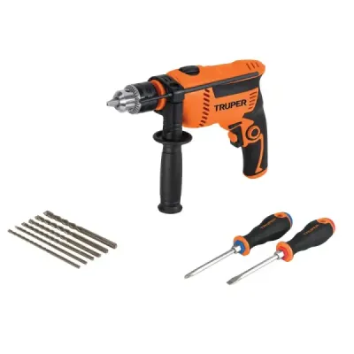 Combo De Taladro Percutor + 6 Brocas + 2 Destornilladores Truper