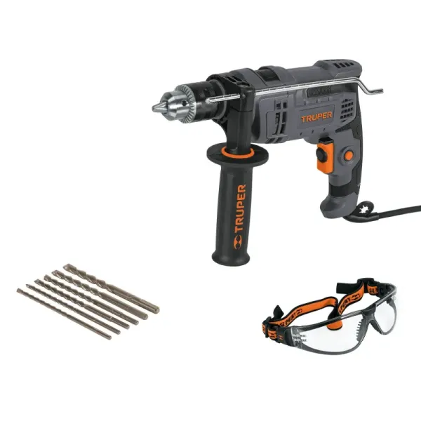 Combo Taladro Percutor + 6 Brocas + Gafas De Seguridad Truper (COMBOR-1/2N6 - 100292)