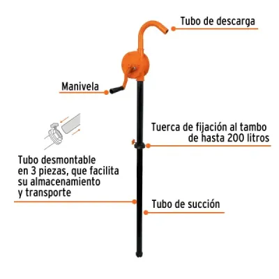 Bomba Extractora De Aceite, Con Manivela Y Tubo De Acero Truper